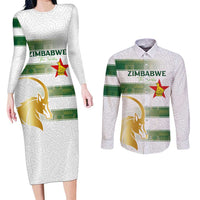 Custom Zimbabwe Rugby The Champions 2025 Couples Matching Long Sleeve Bodycon Dress and Long Sleeve Button Shirt The Gold Sables Version - Wonder Print Shop