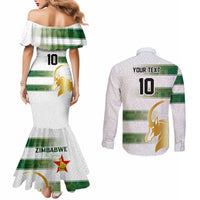 Custom Zimbabwe Rugby The Champions 2025 Couples Matching Mermaid Dress and Long Sleeve Button Shirt The Gold Sables Version - Wonder Print Shop