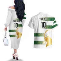 Custom Zimbabwe Rugby The Champions 2025 Couples Matching Off The Shoulder Long Sleeve Dress and Hawaiian Shirt The Gold Sables Version - Wonder Print Shop