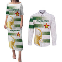 Custom Zimbabwe Rugby The Champions 2025 Couples Matching Puletasi and Long Sleeve Button Shirt The Gold Sables Version - Wonder Print Shop