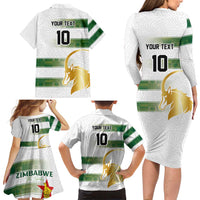 Custom Zimbabwe Rugby The Champions 2025 Family Matching Long Sleeve Bodycon Dress and Hawaiian Shirt The Gold Sables Version - Wonder Print Shop