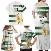 Custom Zimbabwe Rugby The Champions 2025 Family Matching Off Shoulder Maxi Dress and Hawaiian Shirt The Gold Sables Version - Wonder Print Shop
