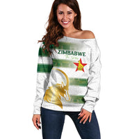 Custom Zimbabwe Rugby The Champions 2025 Off Shoulder Sweater The Gold Sables Version - Wonder Print Shop