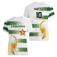 Custom Zimbabwe Rugby The Champions 2025 Women V-Neck T-Shirt The Gold Sables Version - Wonder Print Shop