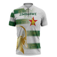 Custom Zimbabwe Rugby The Champions 2025 Zipper Polo Shirt The Gold Sables Version - Wonder Print Shop