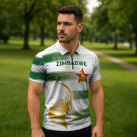 Custom Zimbabwe Rugby The Champions 2025 Zipper Polo Shirt The Gold Sables Version - Wonder Print Shop
