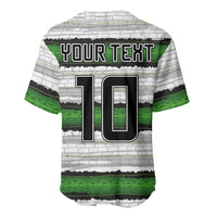 Custom Zimbabwe Rugby Baseball Jersey Geometric Chevron Wall Motif Stripes Style