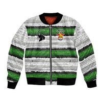 Custom Zimbabwe Rugby Bomber Jacket Geometric Chevron Wall Motif Stripes Style