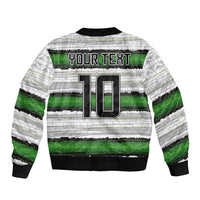 Custom Zimbabwe Rugby Bomber Jacket Geometric Chevron Wall Motif Stripes Style