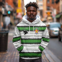 Custom Zimbabwe Rugby Hoodie Geometric Chevron Wall Motif Stripes Style