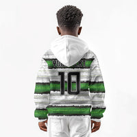 Custom Zimbabwe Rugby Kid Hoodie Geometric Chevron Wall Motif Stripes Style