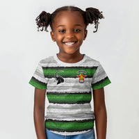 Custom Zimbabwe Rugby Kid T shirt Geometric Chevron Wall Motif Stripes Style