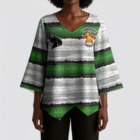 Custom Zimbabwe Rugby Kimono Sleeve Blouse Geometric Chevron Wall Motif Stripes Style