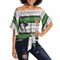 Custom Zimbabwe Rugby Off Shoulder Wrap Waist Top Geometric Chevron Wall Motif Stripes Style