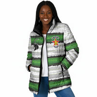 Custom Zimbabwe Rugby Padded Jacket Geometric Chevron Wall Motif Stripes Style