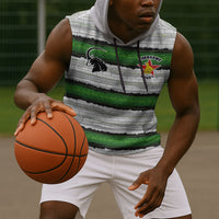 Custom Zimbabwe Rugby Sleeveless Hoodie Geometric Chevron Wall Motif Stripes Style