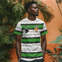 Custom Zimbabwe Rugby T shirt Geometric Chevron Wall Motif Stripes Style