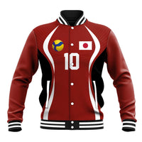 Custom Japan Volleyball Baseball Jacket Sporty Style Red Color