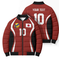 Custom Japan Volleyball Bomber Puffer Jacket Sporty Style Red Color