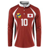 Custom Japan Volleyball Button Sweatshirt Sporty Style Red Color