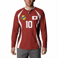 Custom Japan Volleyball Button Sweatshirt Sporty Style Red Color