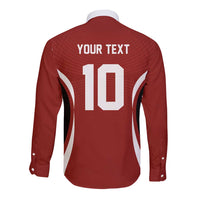 Custom Japan Volleyball Long Sleeve Button Shirt Sporty Style Red Color