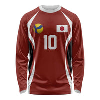 Custom Japan Volleyball Long Sleeve Shirt Sporty Style Red Color