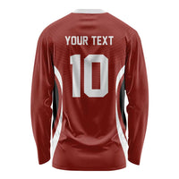 Custom Japan Volleyball Long Sleeve Shirt Sporty Style Red Color