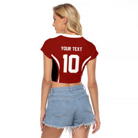 Custom Japan Volleyball Raglan Cropped T Shirt Sporty Style Red Color