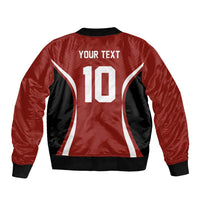 Custom Japan Volleyball Sleeve Zip Bomber Jacket Sporty Style Red Color