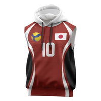 Custom Japan Volleyball Sleeveless Hoodie Sporty Style Red Color