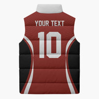 Custom Japan Volleyball Sleeveless Puffer Jacket Sporty Style Red Color
