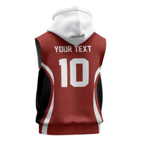 Custom Japan Volleyball Sleeveless Zip Hoodie Sporty Style Red Color