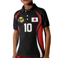 Custom Japan Volleyball Kid Polo Shirt Sporty Style Black Color