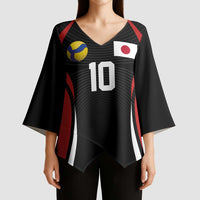 Custom Japan Volleyball Kimono Sleeve Blouse Sporty Style Black Color