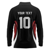Custom Japan Volleyball Long Sleeve Polo Shirt Sporty Style Black Color