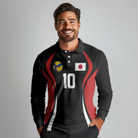 Custom Japan Volleyball Long Sleeve Polo Shirt Sporty Style Black Color
