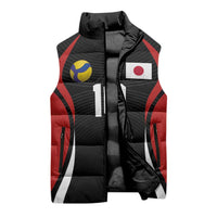 Custom Japan Volleyball Sleeveless Puffer Jacket Sporty Style Black Color