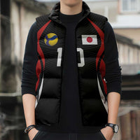 Custom Japan Volleyball Sleeveless Puffer Jacket Sporty Style Black Color