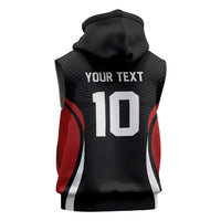 Custom Japan Volleyball Sleeveless Zip Hoodie Sporty Style Black Color