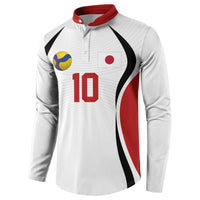 Custom Japan Volleyball Button Sweatshirt Sporty Style White Color