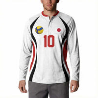 Custom Japan Volleyball Button Sweatshirt Sporty Style White Color