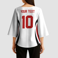 Custom Japan Volleyball Kimono Sleeve Blouse Sporty Style White Color