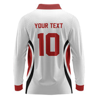 Custom Japan Volleyball Long Sleeve Polo Shirt Sporty Style White Color