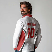 Custom Japan Volleyball Long Sleeve Polo Shirt Sporty Style White Color