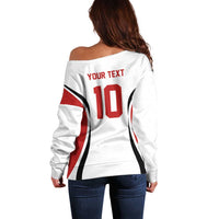 Custom Japan Volleyball Off Shoulder Sweater Sporty Style White Color