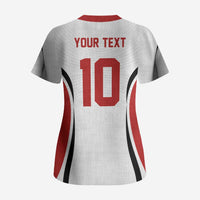 Custom Japan Volleyball Scrub Top Sporty Style White Color