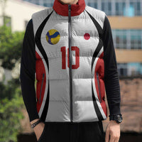 Custom Japan Volleyball Sleeveless Puffer Jacket Sporty Style White Color