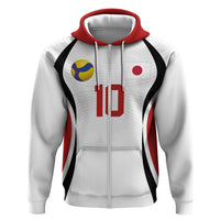 Custom Japan Volleyball Zip Hoodie Sporty Style White Color