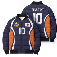 Custom Japan Volleyball Bomber Puffer Jacket Sporty Style Navy Color